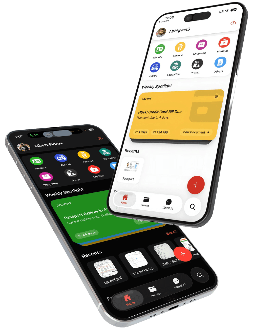 1Shelf app on iPhone
